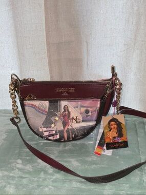 Nicole Lee Burgundy & Multicolor Crossbody Bag